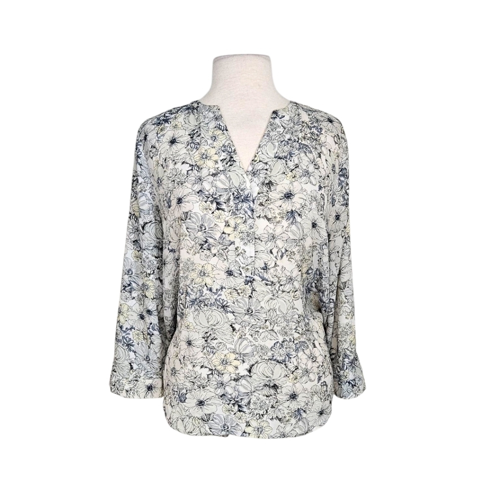 Violet + Claire Boho Blue Floral Tunic Top